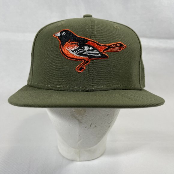 New Era 59FIFTY BALTIMORE ORIOLES Green BIRD LOGO FITTED HAT 60th Anniv. 7 1/4" - Picture 1 of 5